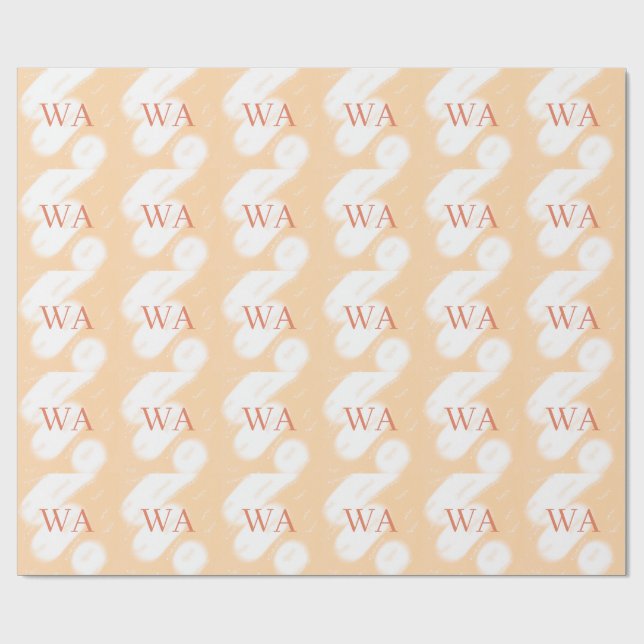 Papier Cadeau Monogramme rétro gras blanc orange pêche pastel no (Plat)