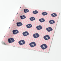 Monogramme rose et bleu de motif de zigzags