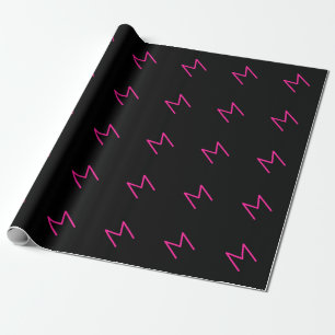 Papier Cadeau Monogramme rose et noir moderne modifiable