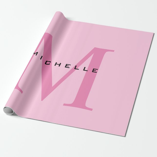 Papier Cadeau Monogramme Rose Votre Nom Cadeau Spécial Bien-Aimé (Déroulé)