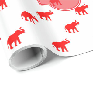 Papier Cadeau Monogramme rouge mignon d'éléphant