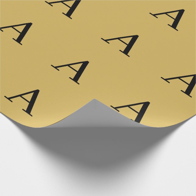Papier Cadeau Monogramme simple de couleur or avec nom initial (Coin)