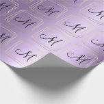 Papier Cadeau Monogramme Violet Lavande Métal Or Diamant Cadre<br><div class="desc">florenceK minimalisme et élégance</div>