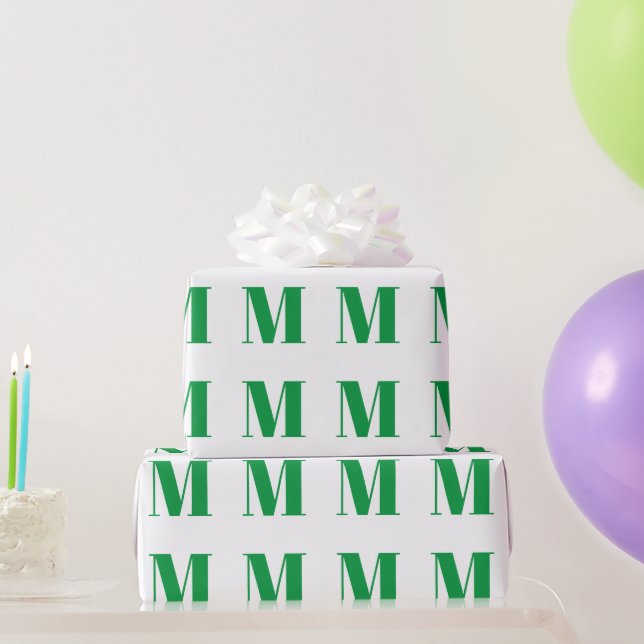 Papier Cadeau Monographie de la lettre initiale blanche moderne (Cadeaux de fête)