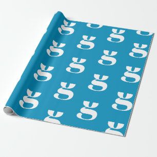 Papier Cadeau Monographie moderne bleu clair blanc personnalisé