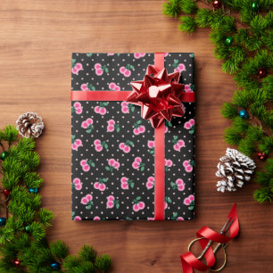 Papier Cadeau Monographie motif de cerisier noir
