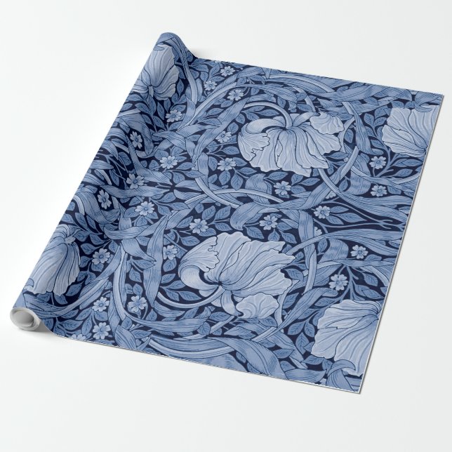 Papier Cadeau Monotone bleu Pimpernel, William Morris (Déroulé)