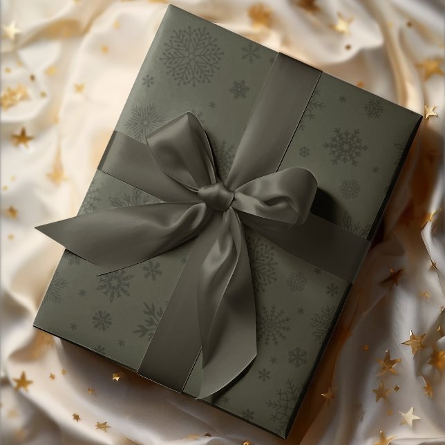 Papier Cadeau Monotone Hiver Pine de neige vert (Créateur téléchargé)