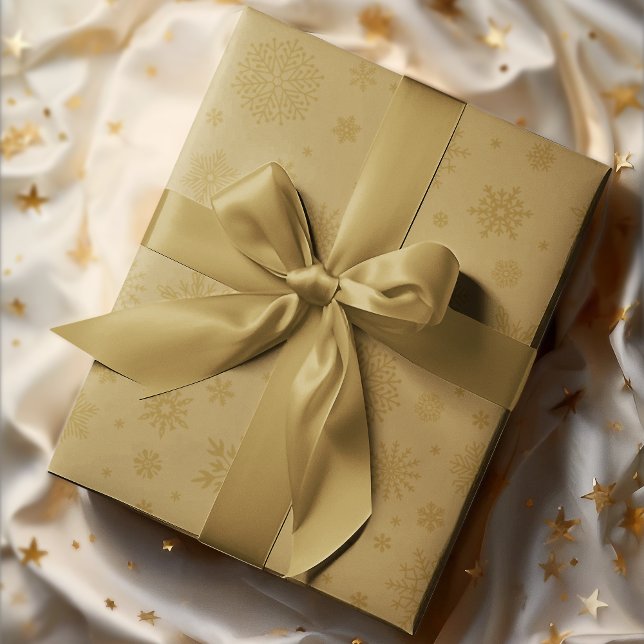 Papier Cadeau Monotone Winter Snowflake Gold (Créateur téléchargé)