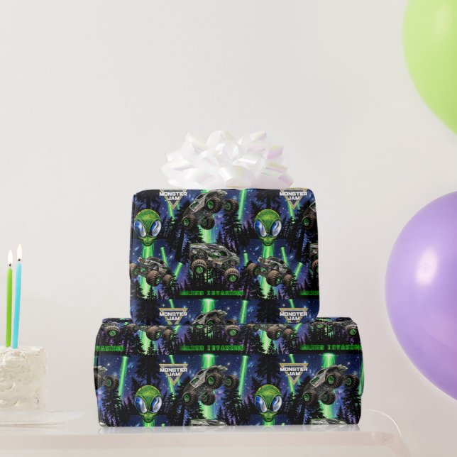 Papier Cadeau Monster Jam - Anniversaire d'invasion Alien (Cadeaux de fête)