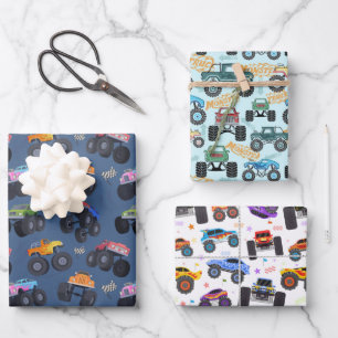 Papier Cadeau Monster Truck, Papier d'Emballage Gr