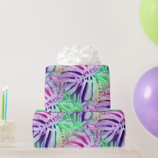 Papier Cadeau Monstera Colorful Feuilles tropicaux