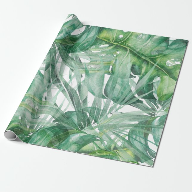 Papier Cadeau Monstera Feuille Tropical (Déroulé)