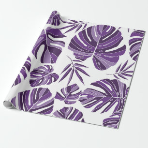 Papier Cadeau Monstère violet tropicale feuilles sans couture mo