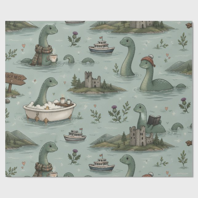 Papier Cadeau Monstre du Loch Ness  (Plat)