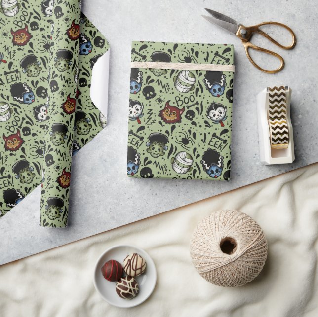 Papier Cadeau Monstres Universels- Vert (Artisanat)