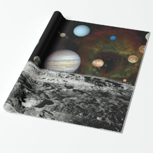 Papier Cadeau Montage de photos spatiales du Voyager du système
