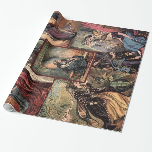 Papier Cadeau Montage vintage de Noël de Cendrillon (Déroulé)