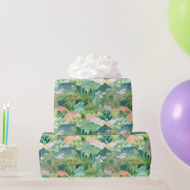 Papier Cadeau Montagne et arbres (Cadeaux de fête)