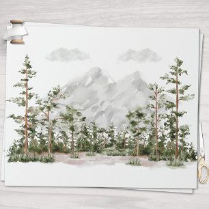 Papier Cadeau Montagne et forêt à l'aquarelle