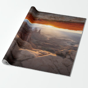 Papier Cadeau MONTAGNE ROCHEUSE Brown PENDANT LE COUCHER DU SOLE