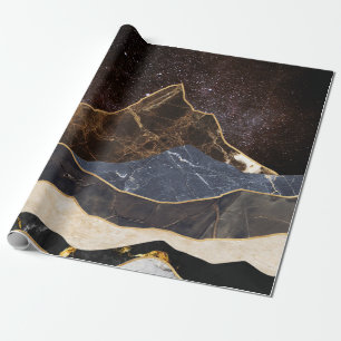 Papier Cadeau Montagnes de marbre abstraites sous un ciel étoilé