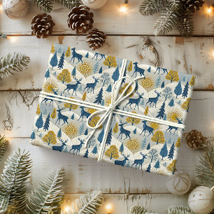 Papier Cadeau Montagnes d'hiver des Cerfs célestes