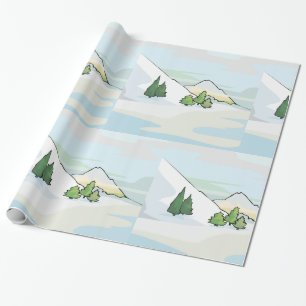 Papier Cadeau Montagnes d'hiver Paysage neigeux