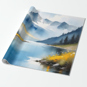 Papier Cadeau Montagnes enneigées et lac