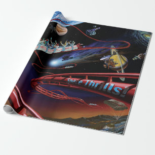 Papier Cadeau Montagnes Russes Cosmiques de Space Thrills Concep