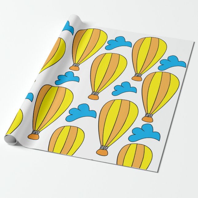 Papier Cadeau Montgolfière Nuages Montgolfière (Déroulé)