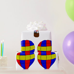 Papier Cadeau Montgolfière rouge, bleue et jaune