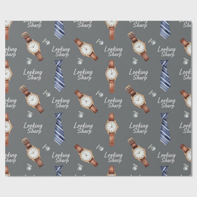 Papier Cadeau Montres et cravates par Natasha Us (Plat)
