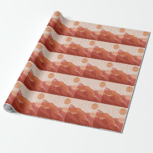 Papier Cadeau Monts Boho en terre cuite, affiche abstraite.