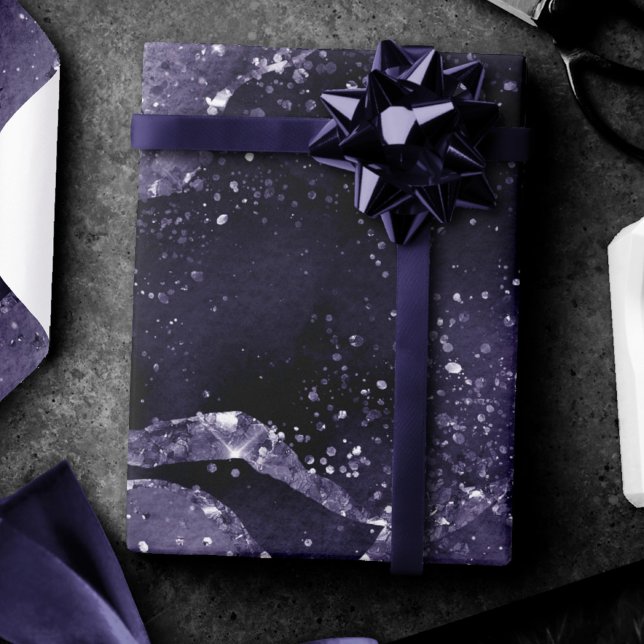 Papier Cadeau Moody Agate | Midnight Indigo Deep Purple Glam (Créateur téléchargé)