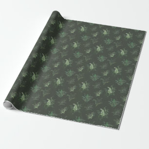 Papier Cadeau Moody Dark Woodland Greenery Green Cadeau Plante