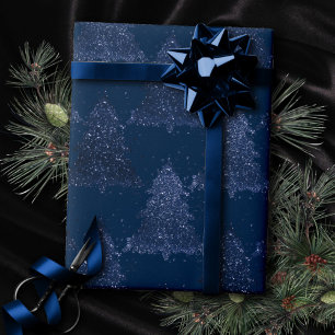 Papier Cadeau Moody Tree Motif Noël bleu marine classique