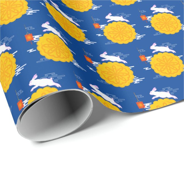 Papier Cadeau Mooncake Jumping Moon Moon Moon Rabbit (Coin rond)
