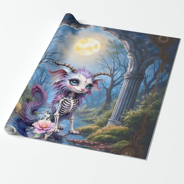 Papier Cadeau Moonlit Bones – Gardien des Rêves Oubliés.  (Déroulé)