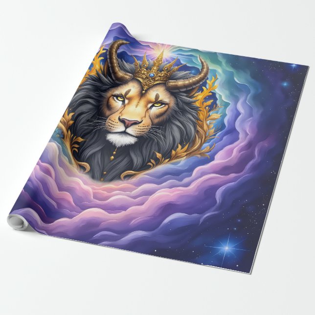 Papier Cadeau Moonlit Guardians – Cosmic lion. (Déroulé)