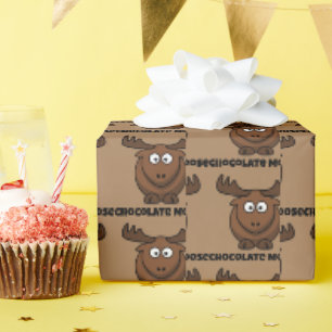 Papier Cadeau Moose au Chocolat Mignon, Dessin Animé de Dessert