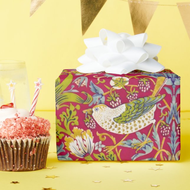 Papier Cadeau Morris Red Arrière - plan Strawberry Thief Motif (Fête d'anniversaire)