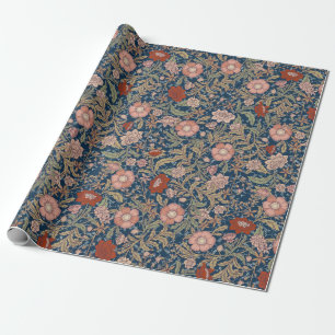Papier Cadeau Morris trailing heritage florals and leaves - navy