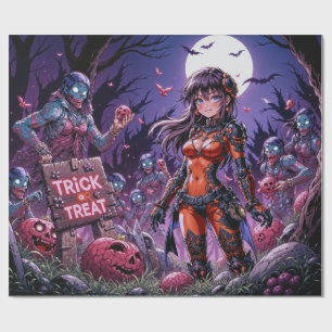 Papier Cadeau Morts-vivants Distribuent Cerveaux Halloween Frian