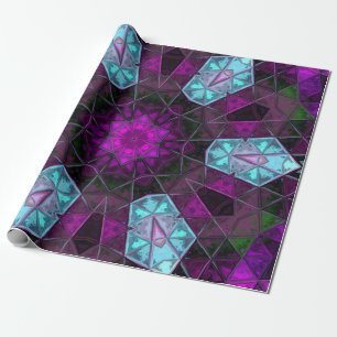Papier Cadeau Mosaic Kaleidoscope Fleur bleu et violet