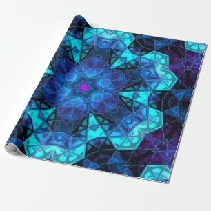 Papier Cadeau Mosaic Kaleidoscope Fleur bleu et violet