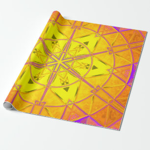 Papier Cadeau Mosaic Kaleidoscope Fleur Jaune et Violet