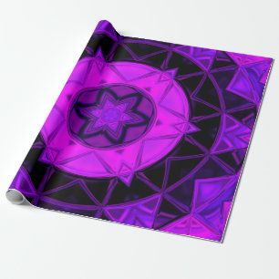 Papier Cadeau Mosaic Kaleidoscope Fleur violet et noir