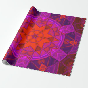 Papier Cadeau Mosaic Kaleidoscope Fleur violet rose et rouge