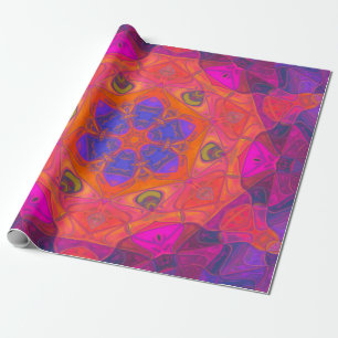 Papier Cadeau Mosaic Mandala Fleur orange violet et rose